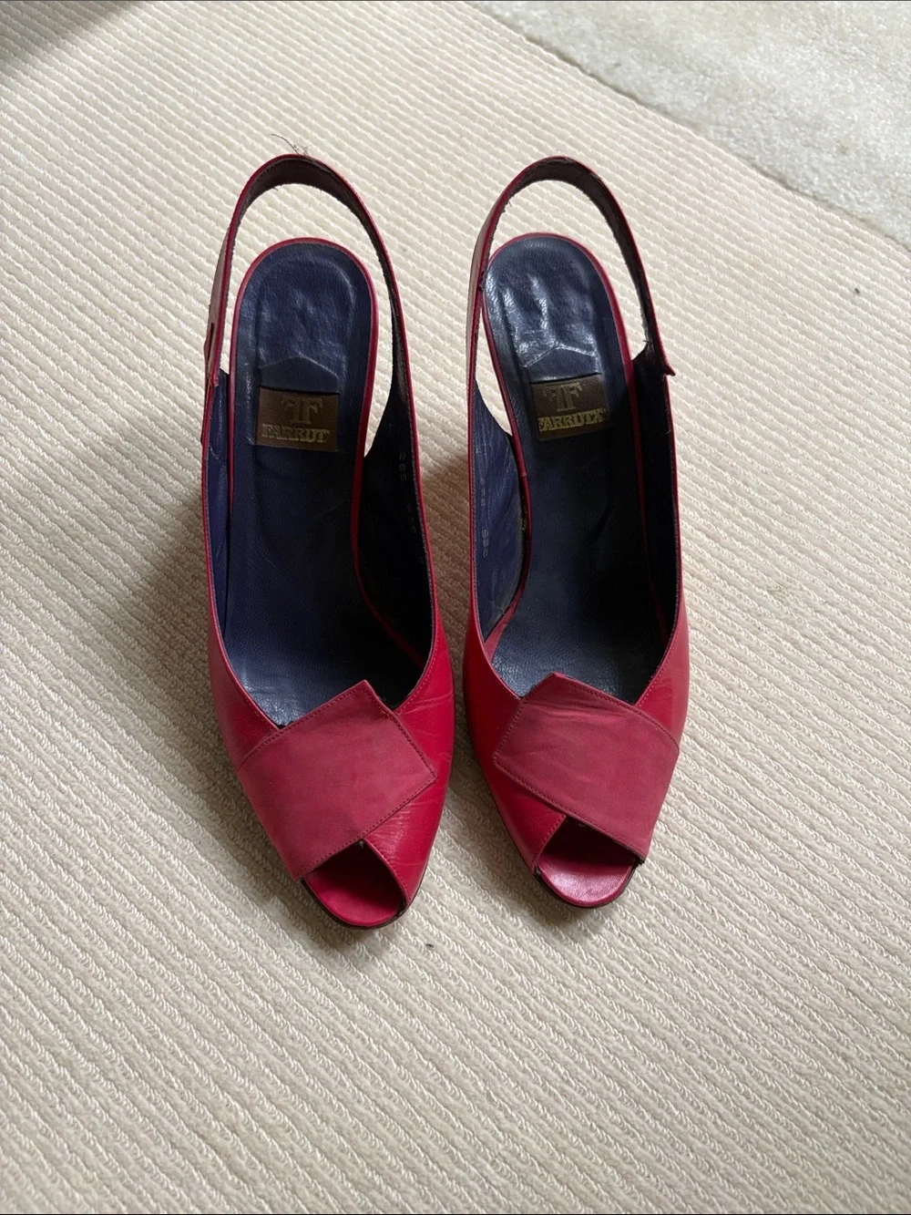 Farrutx Women’s Red Slingback Peep-Toe Heels